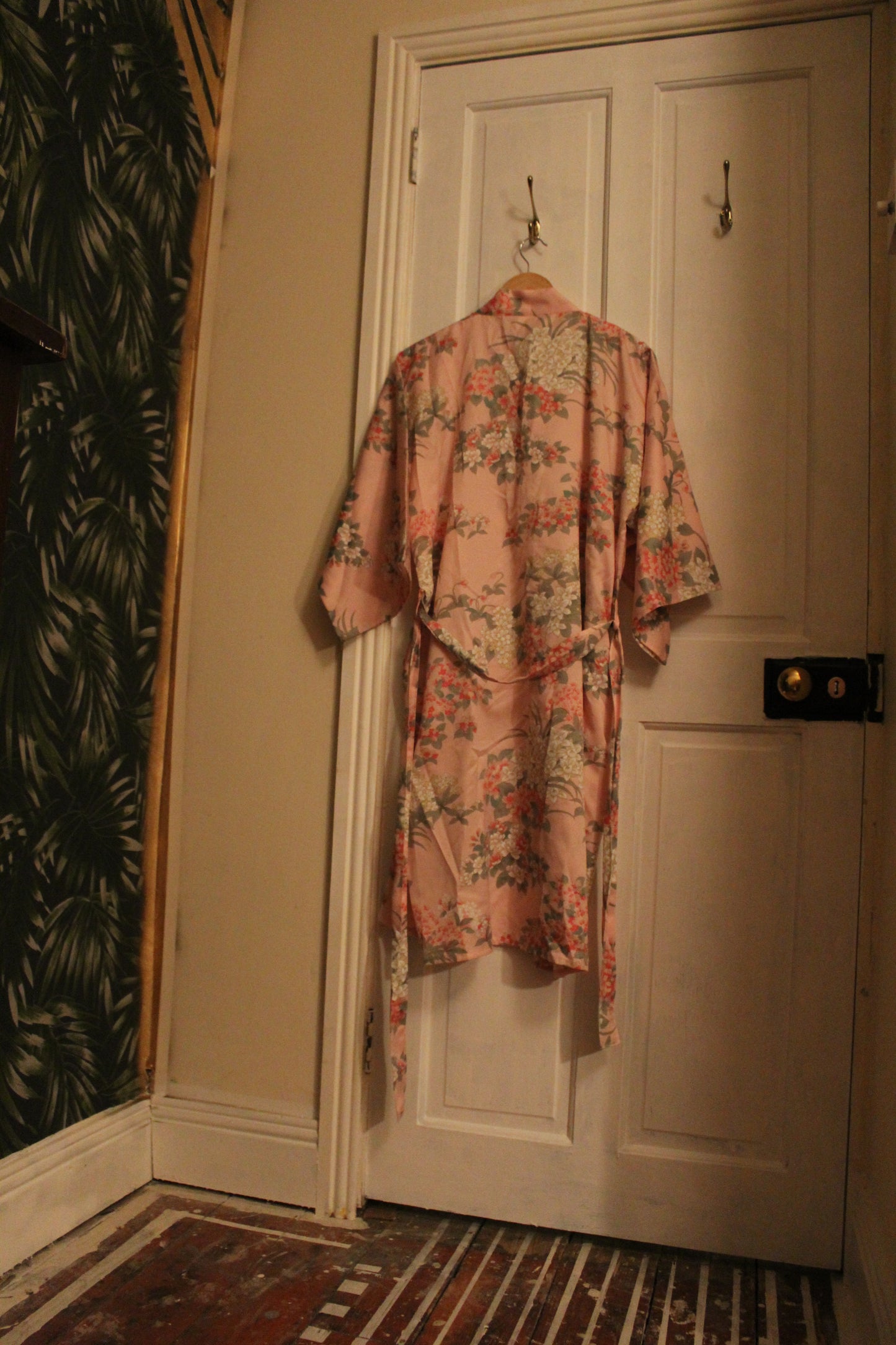 Pink robe with blossom print