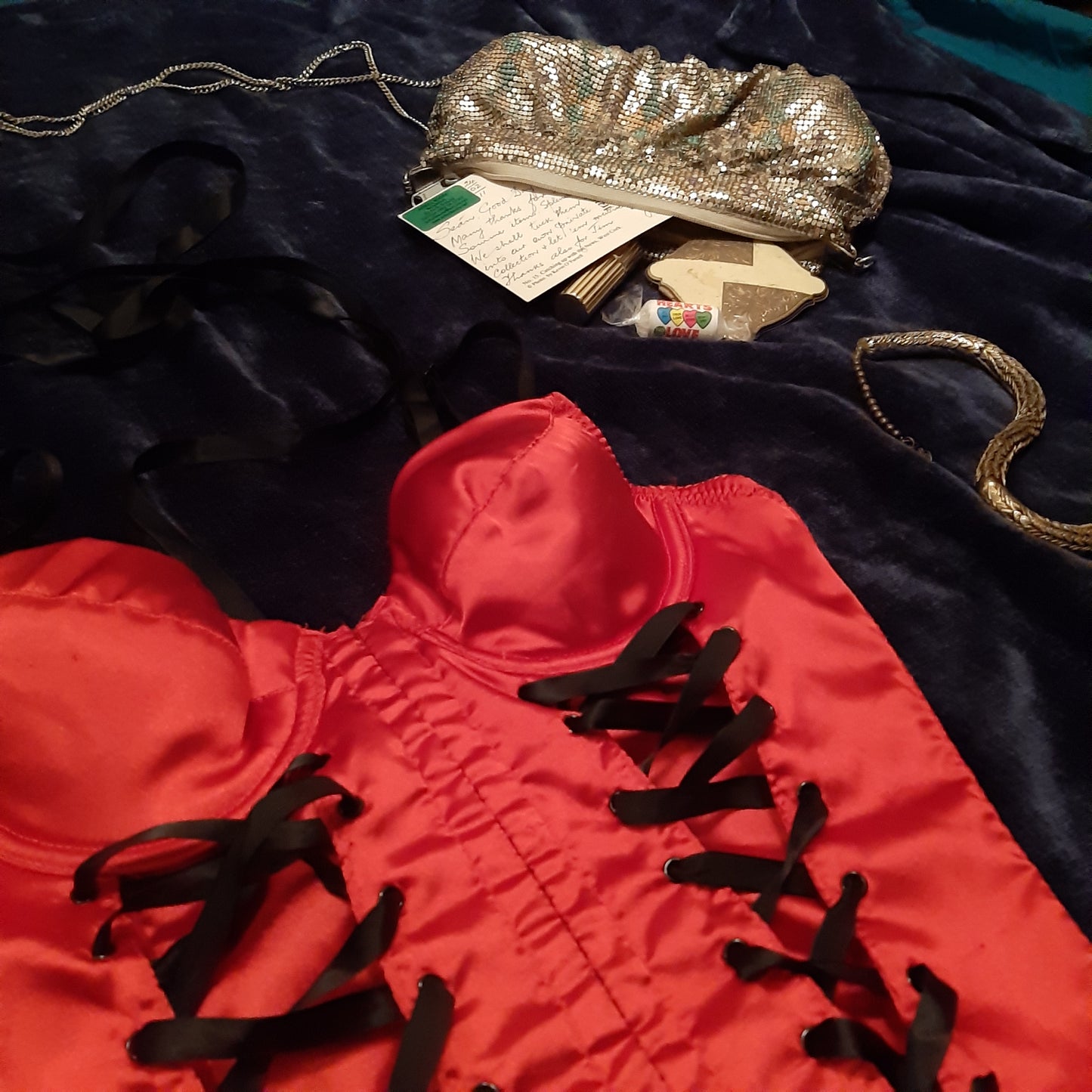 Ribboned red corset top