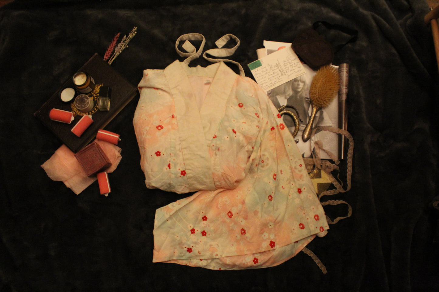 Pink and cream robe with floral mix