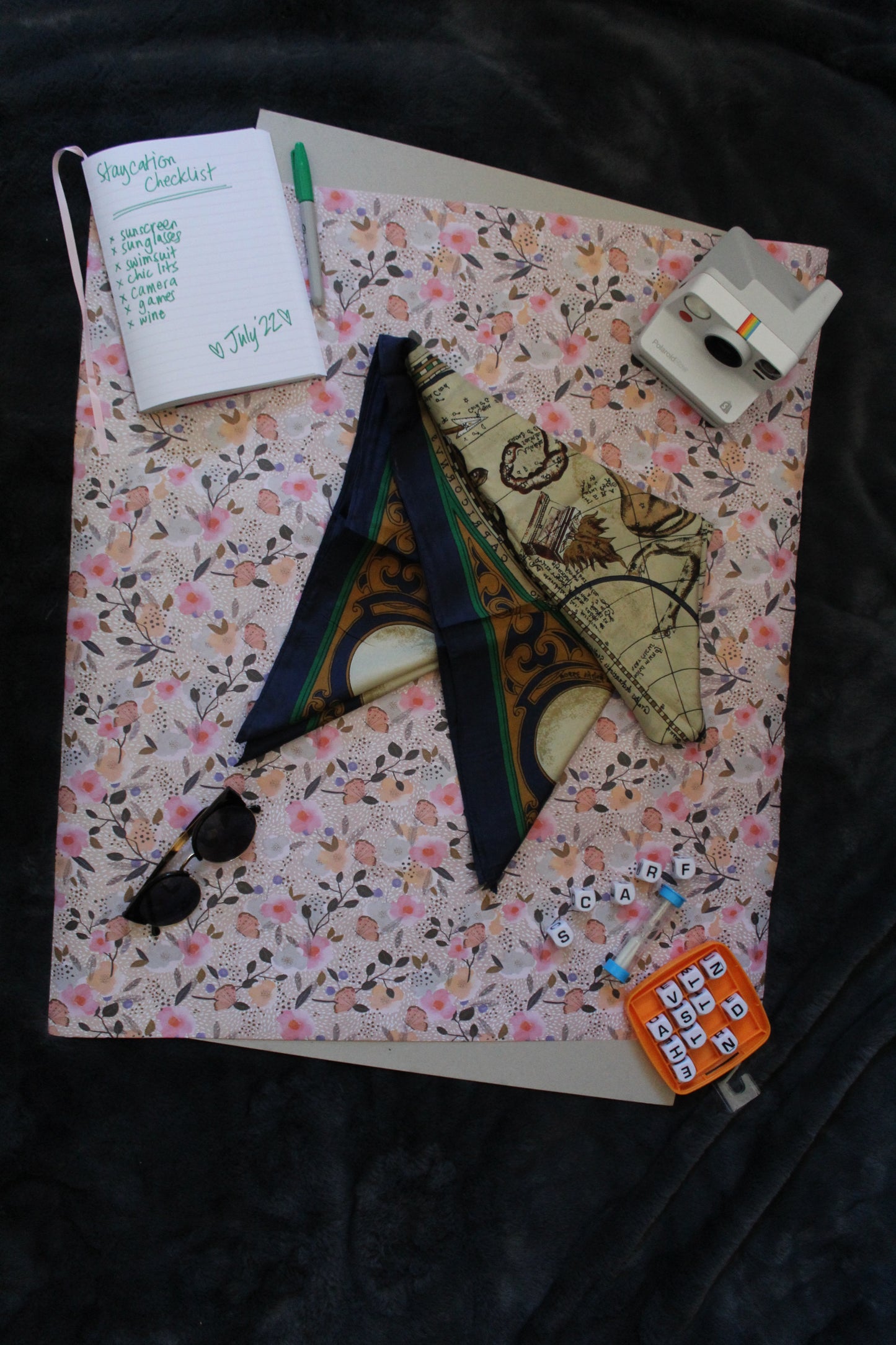 Camel scarf with classical cartography theme