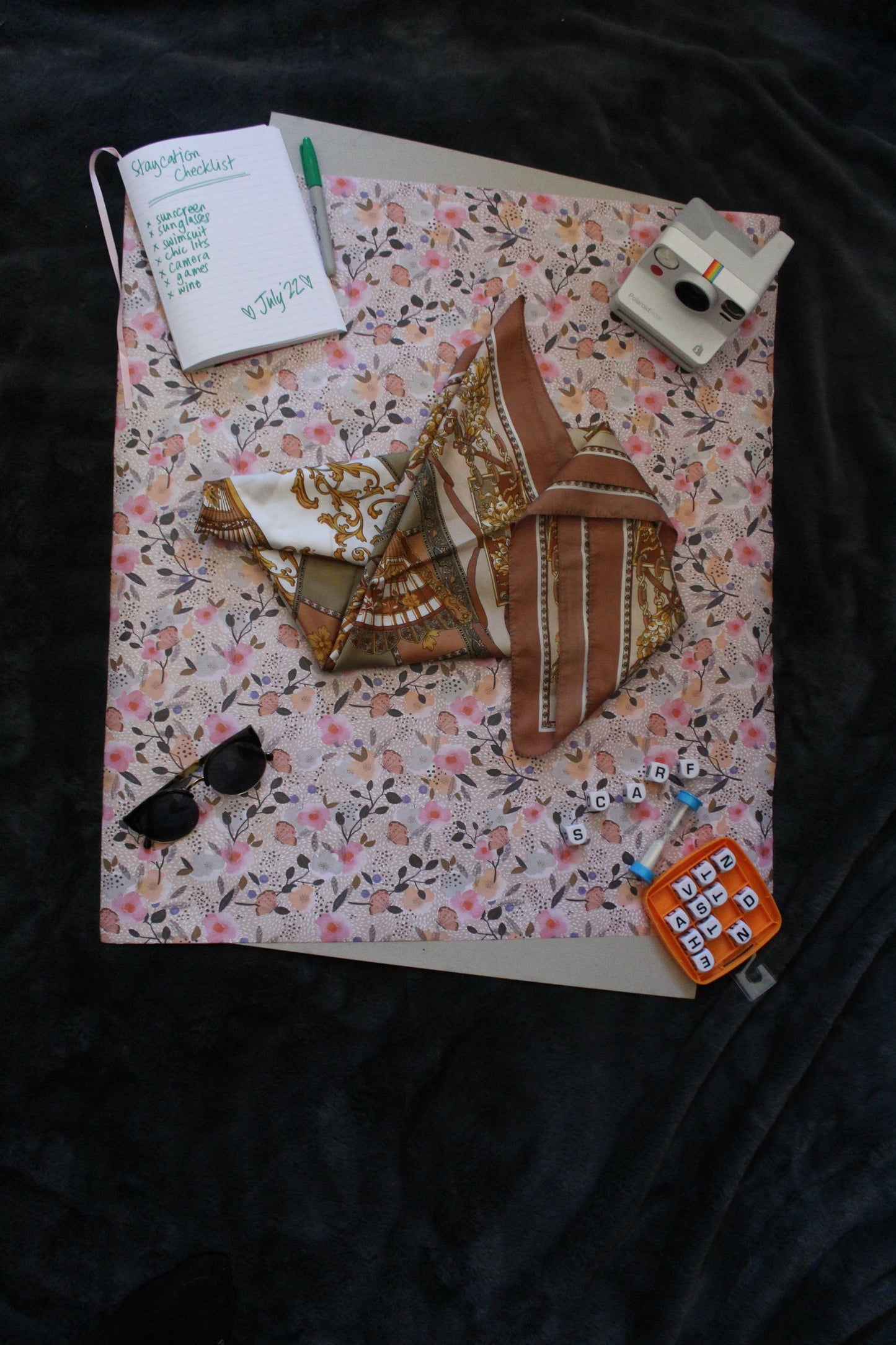 Caramel and gold scarf with fan design