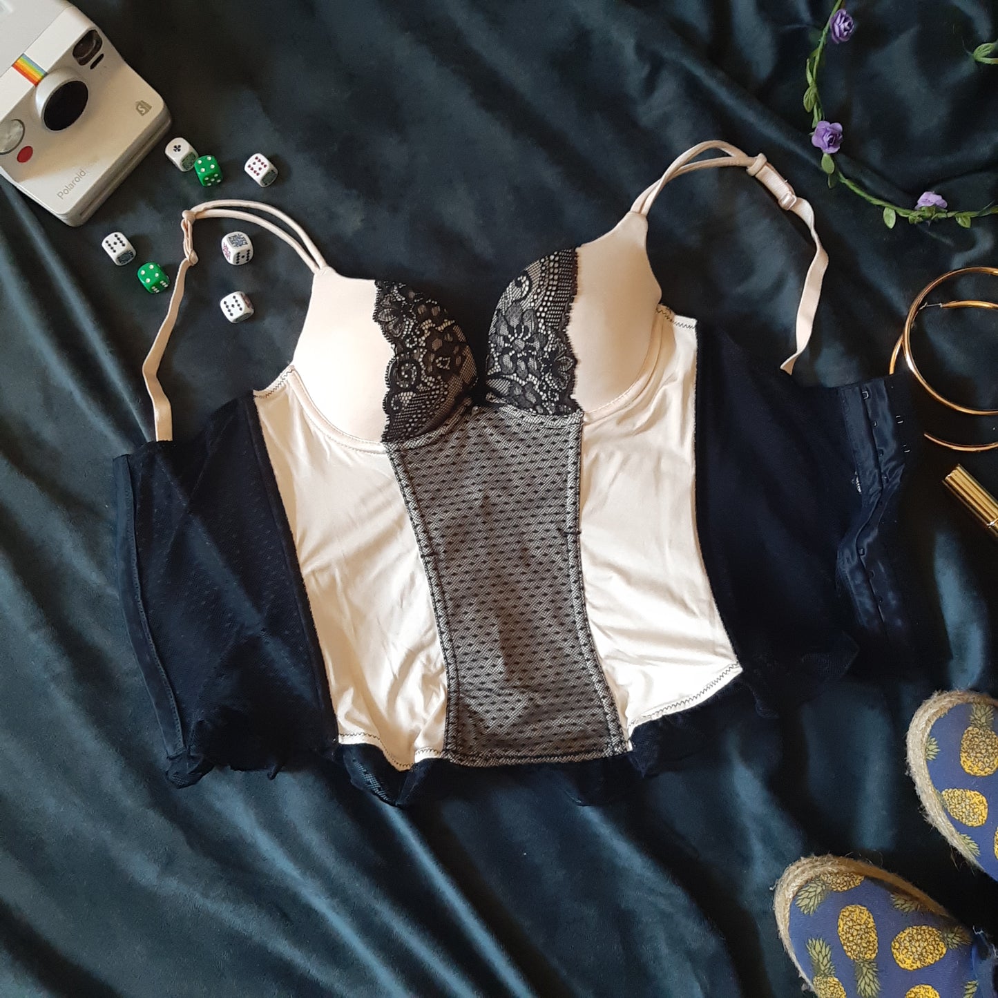 Caramel and black corset top