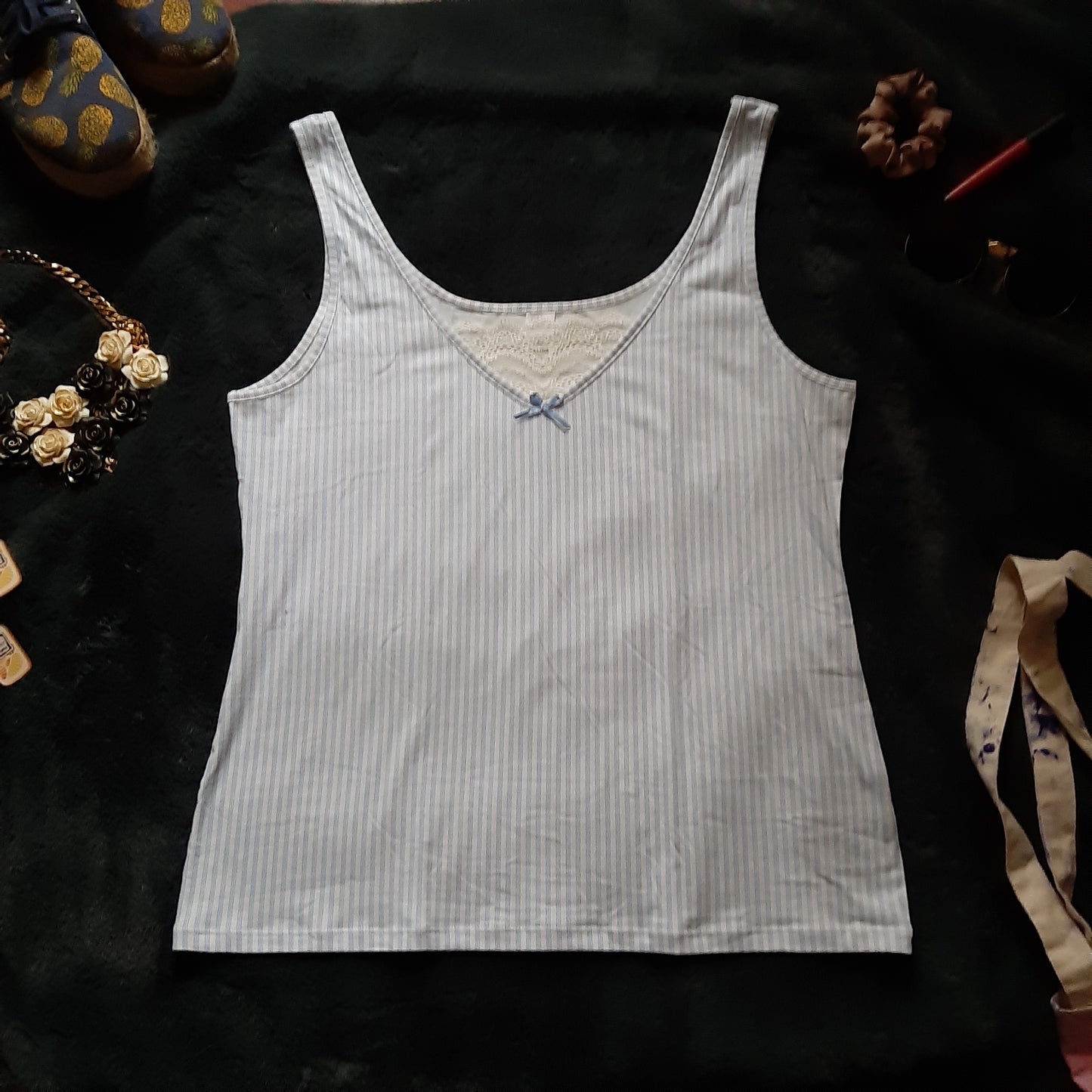 Blue and white striped cami