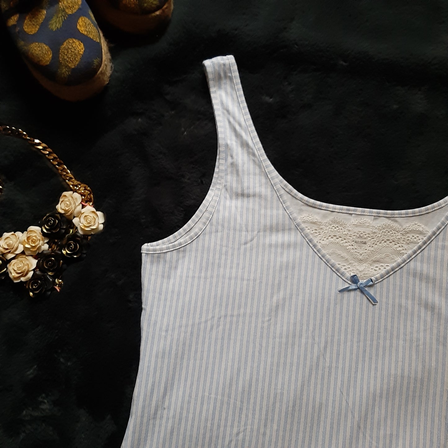 Blue and white striped cami