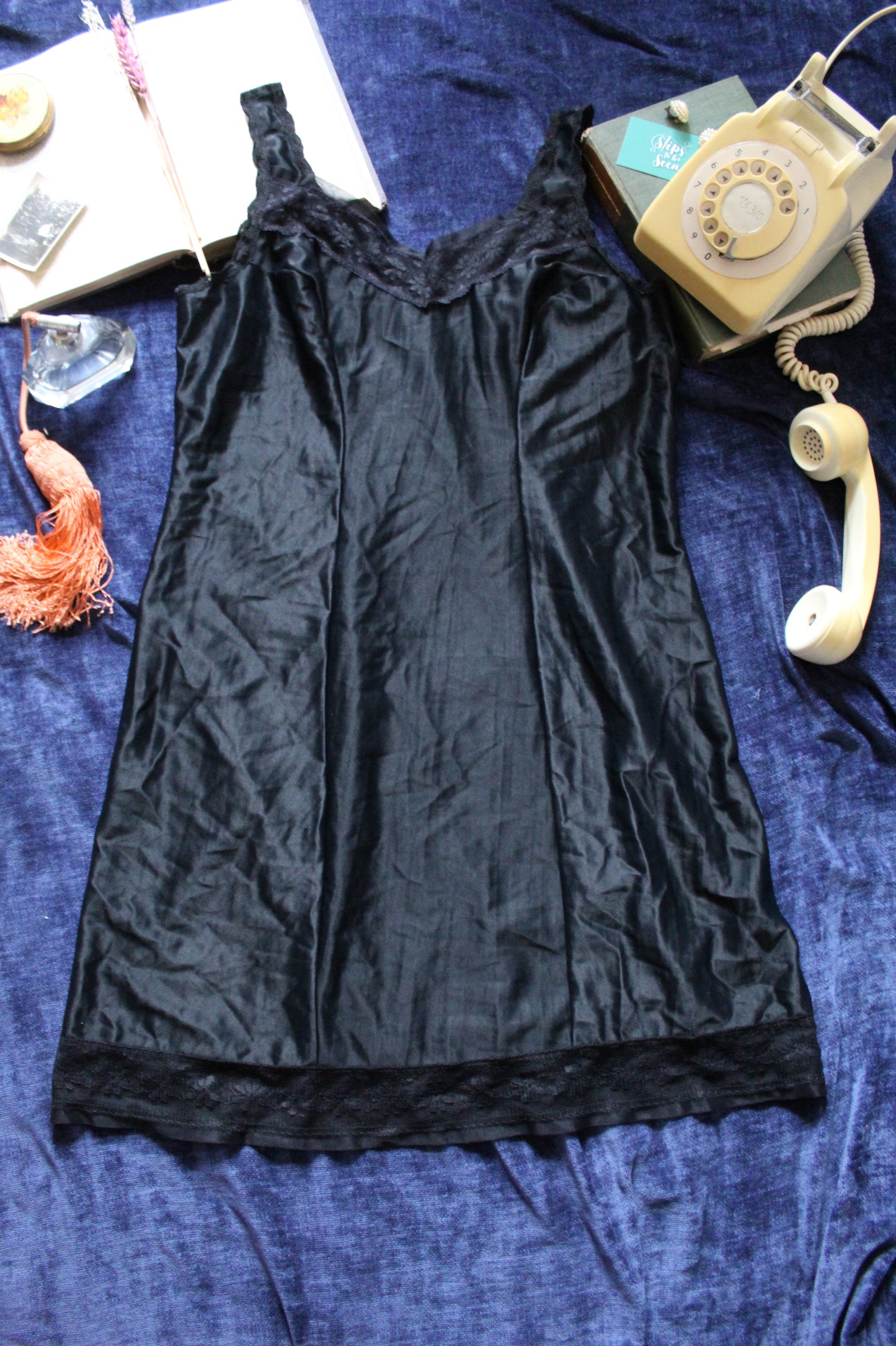 Romantic goth black lace slip