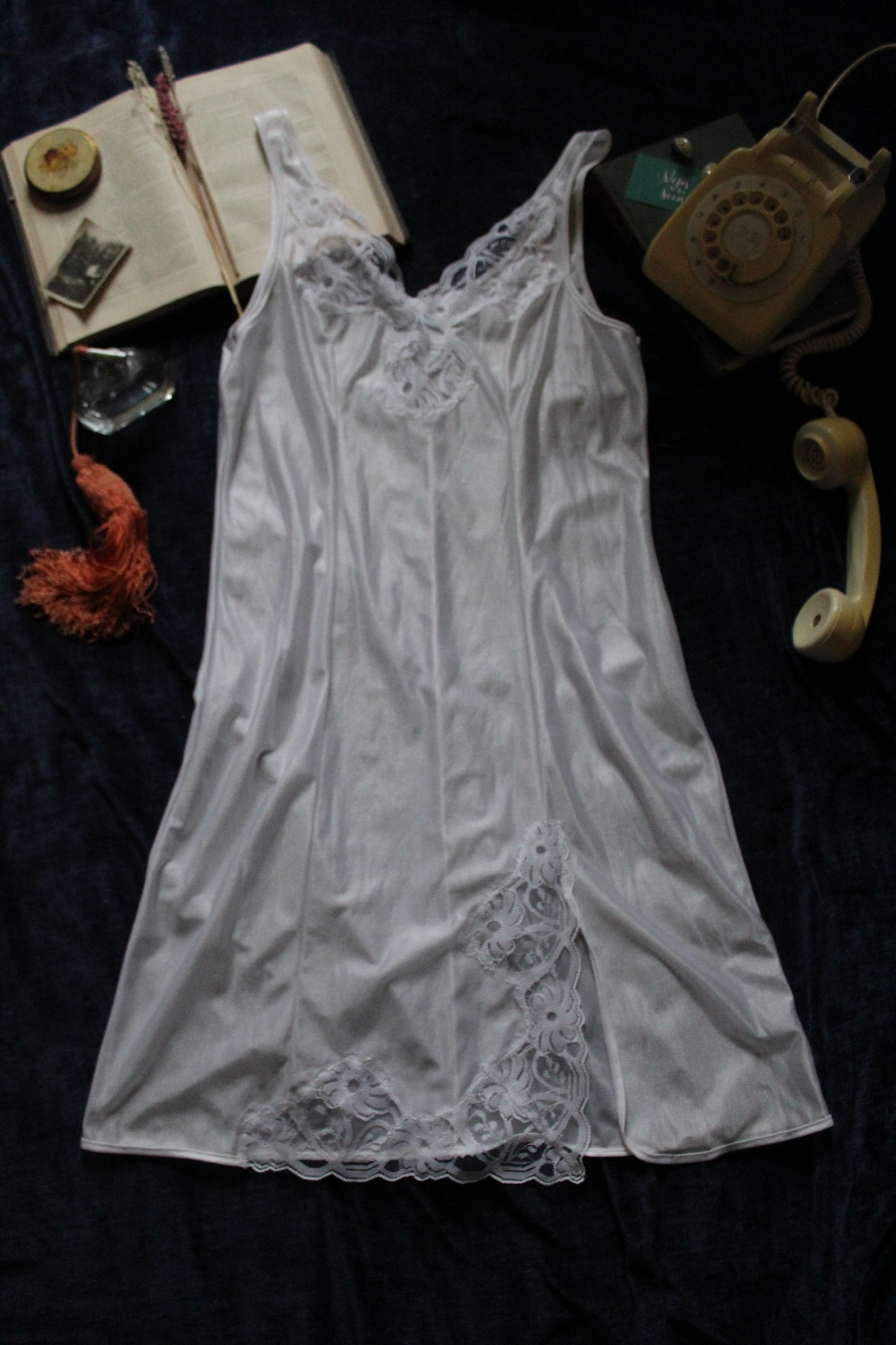 White slip with leg peek