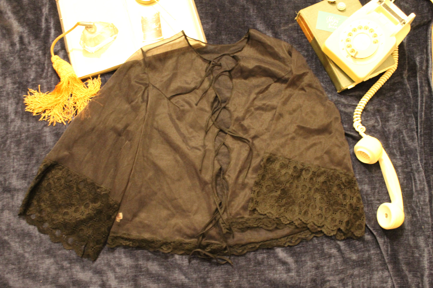 Black sheer bed jacket