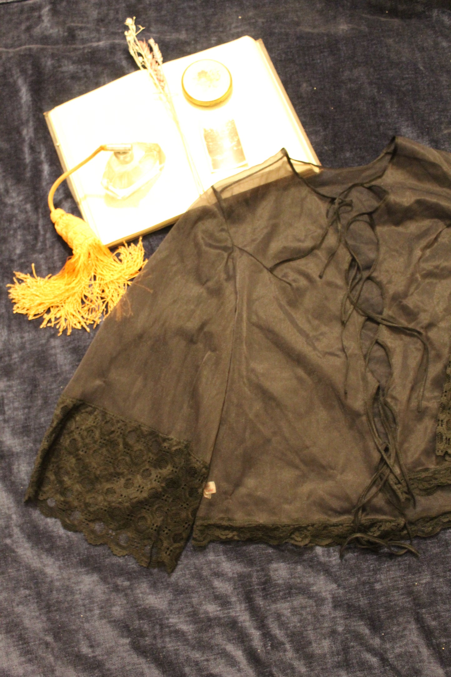 Black sheer bed jacket