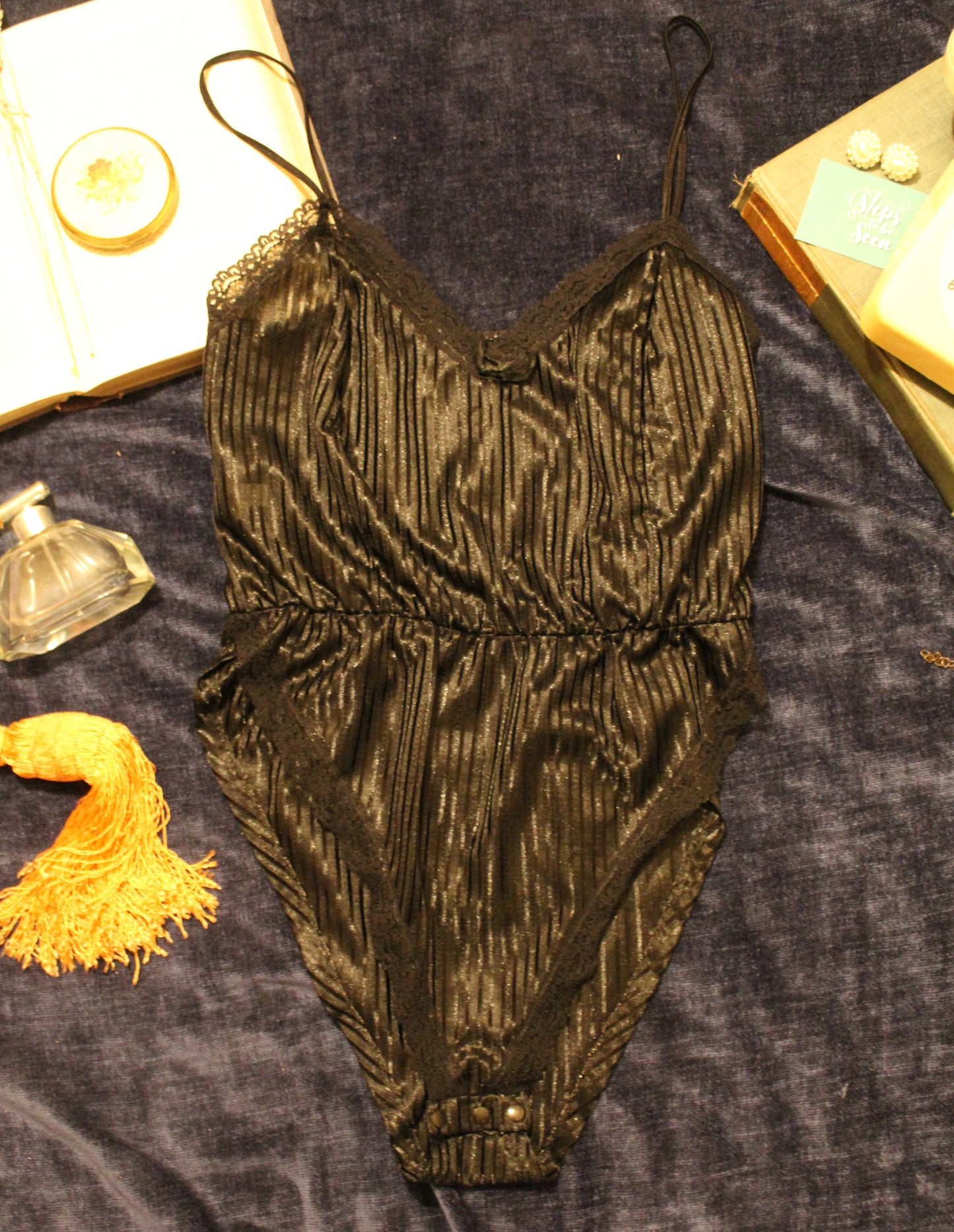 Striped black bodysuit