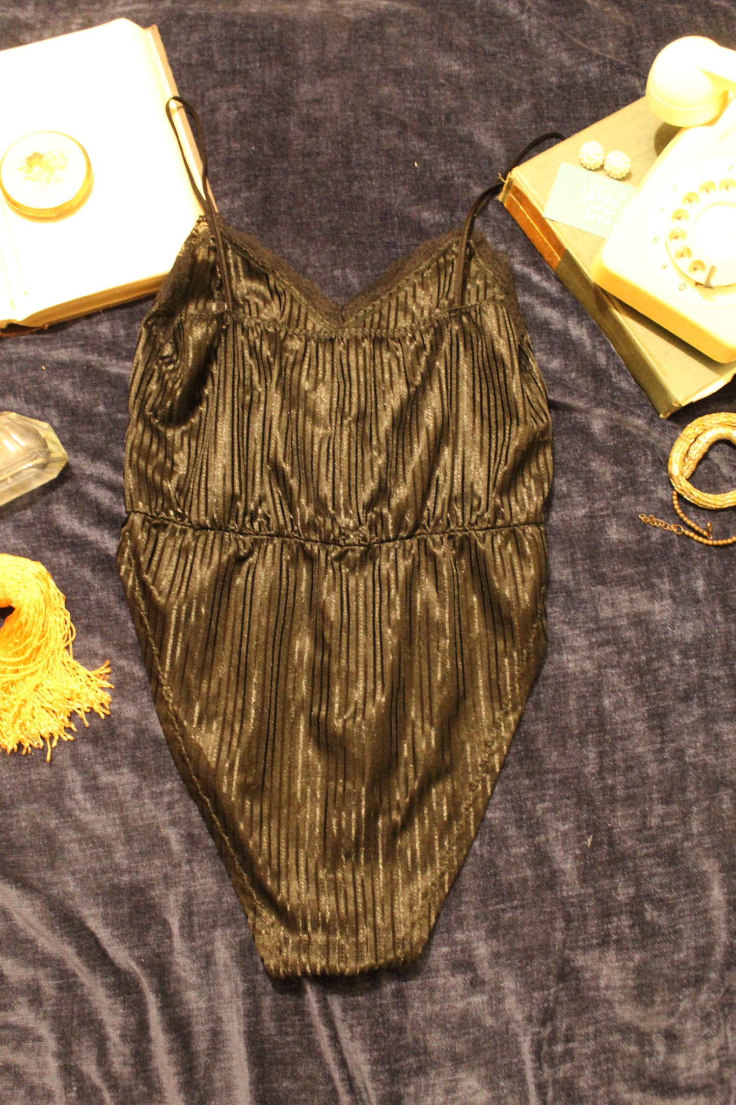 Striped black bodysuit