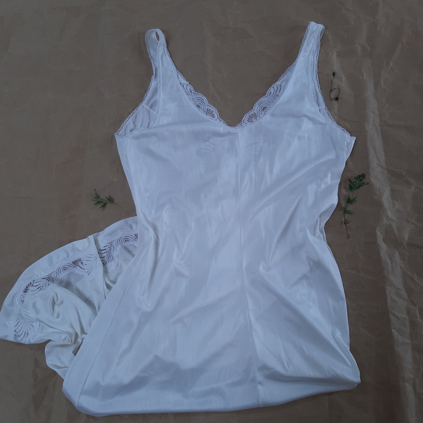 White slip with fern pattern trim