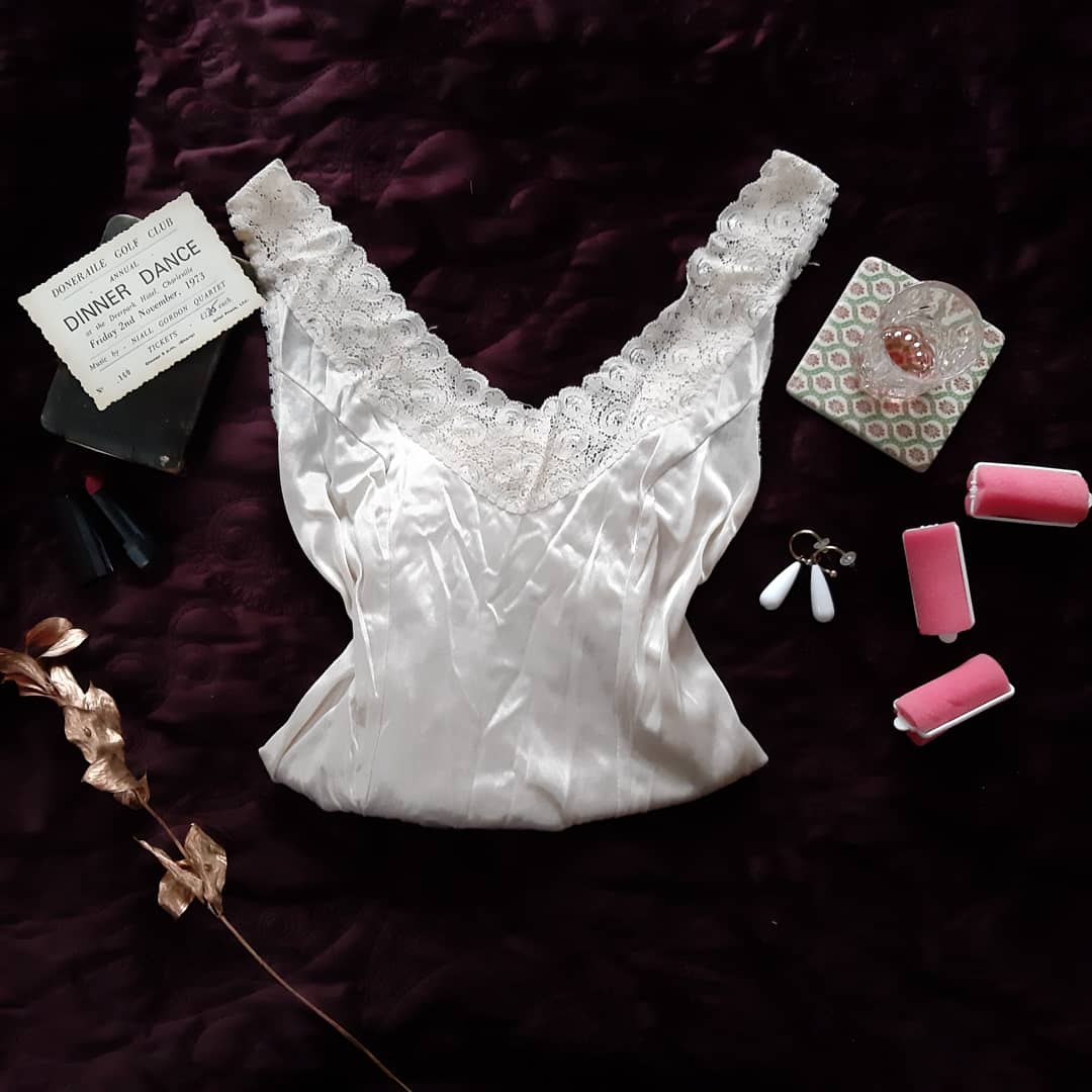 Blush slip with floral trim