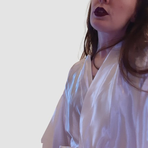 Bright white silky robe