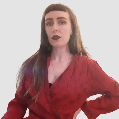 Wine robe with purple roses