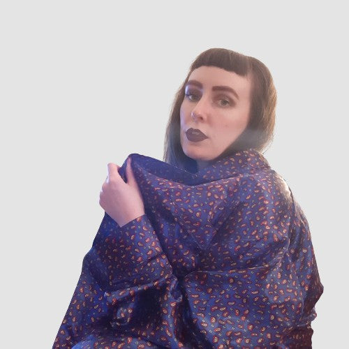 Blue robe with yellow and red paisley