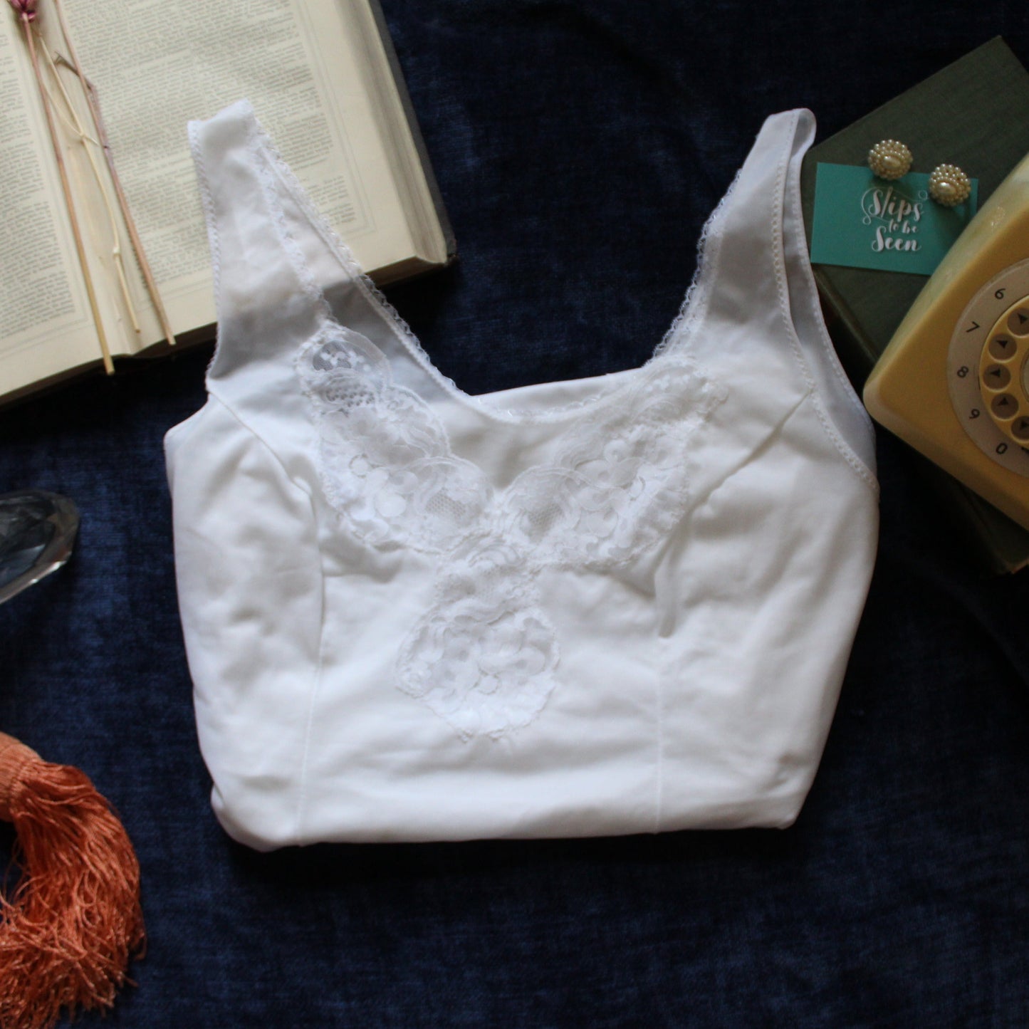 Classic white slip with floral bust