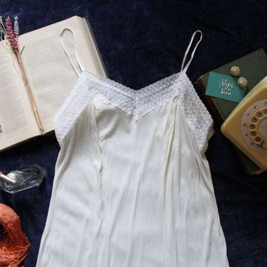 Lemon slip with white lace