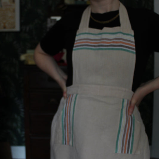 Canvas apron with pastel stripes