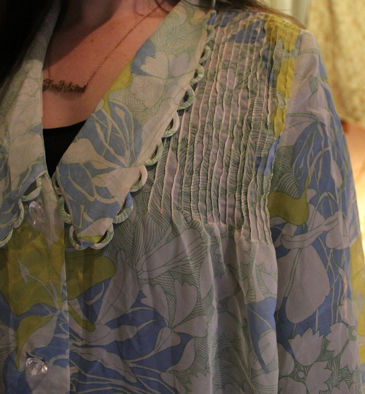 Homemade sheer tropical robe