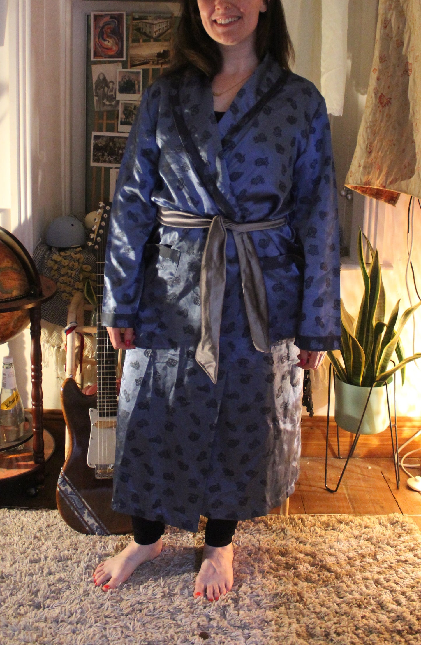 Blue robe with paisley pattern