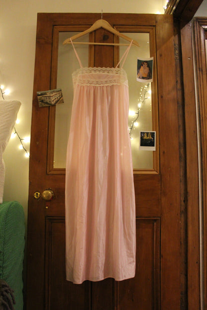 Spaghetti strap pink nightgown slip