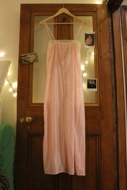 Spaghetti strap pink nightgown slip