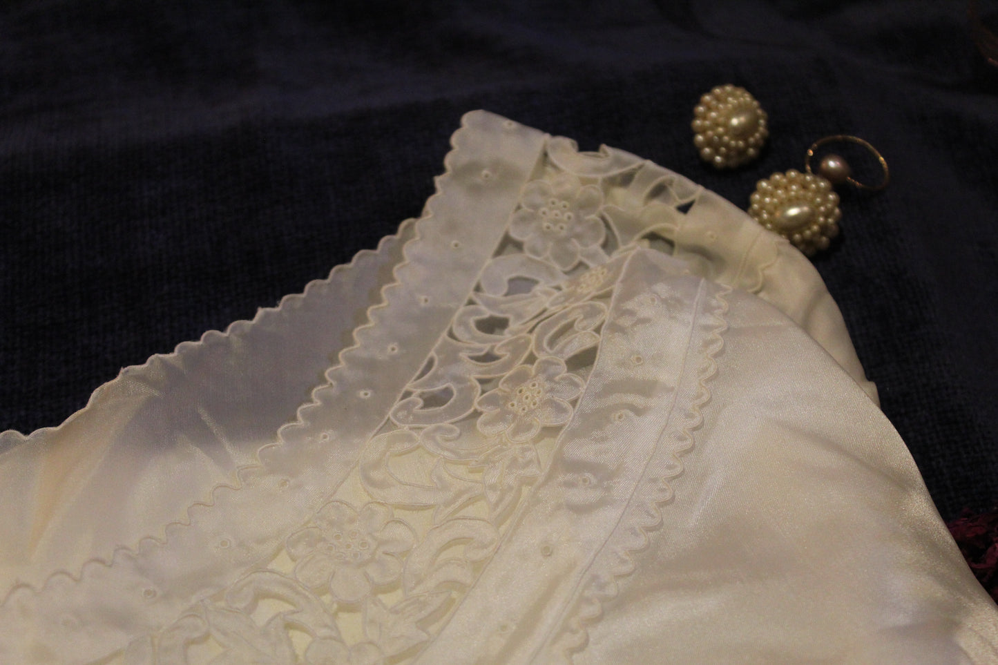 Crisp white nightgown with embroidered neckline