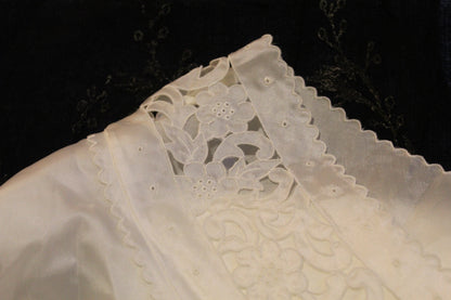 Crisp white nightgown with embroidered neckline