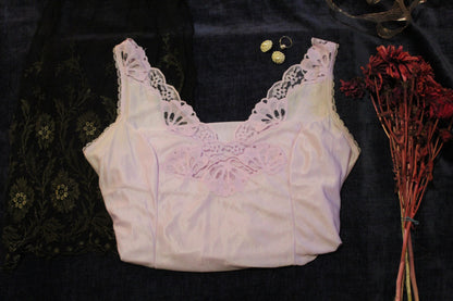 Soft lilac slip with floral lace