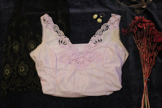Soft lilac slip with floral lace