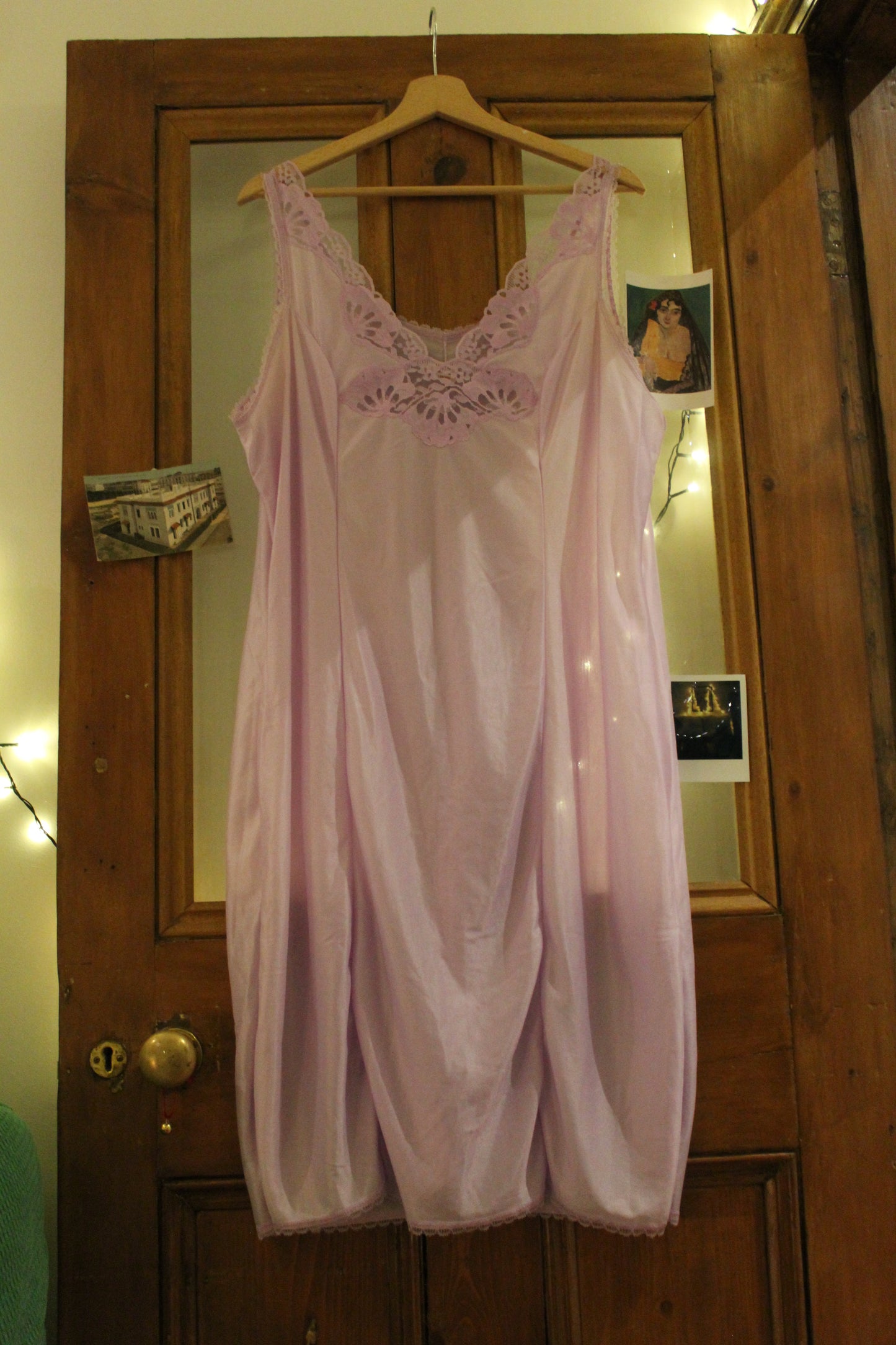 Soft lilac slip with floral lace