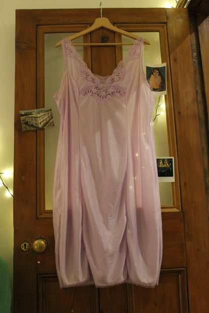 Soft lilac slip with floral lace