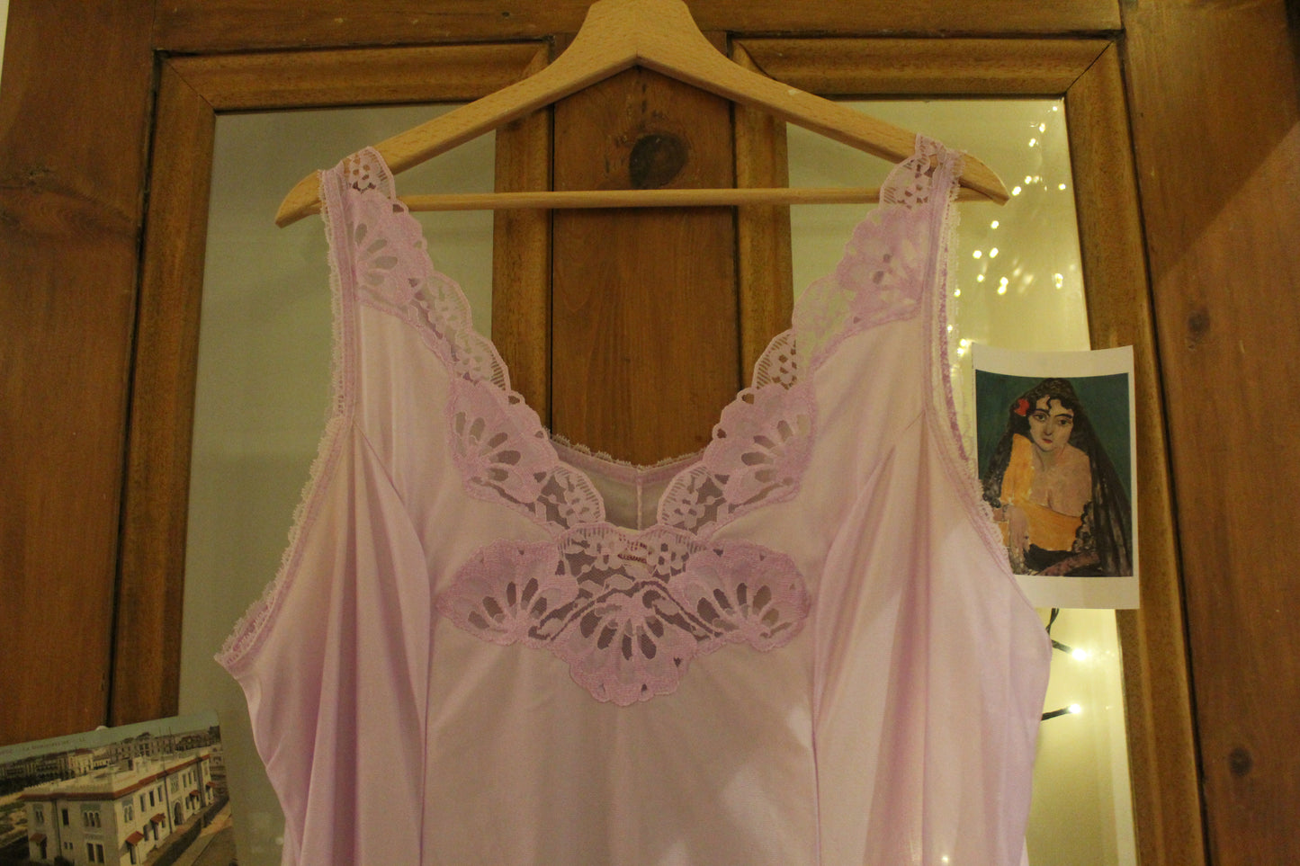 Soft lilac slip with floral lace