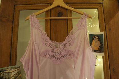 Soft lilac slip with floral lace