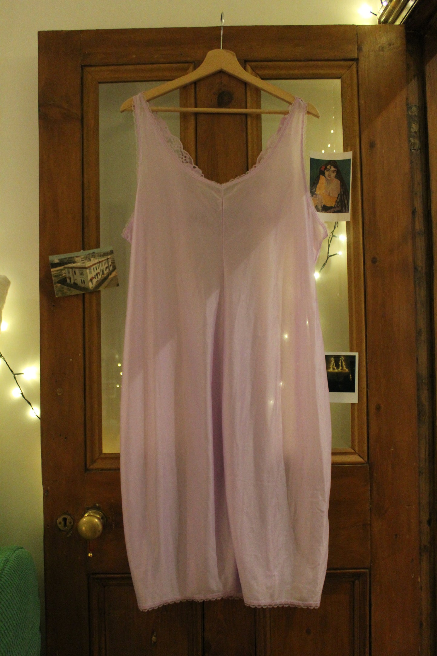 Soft lilac slip with floral lace