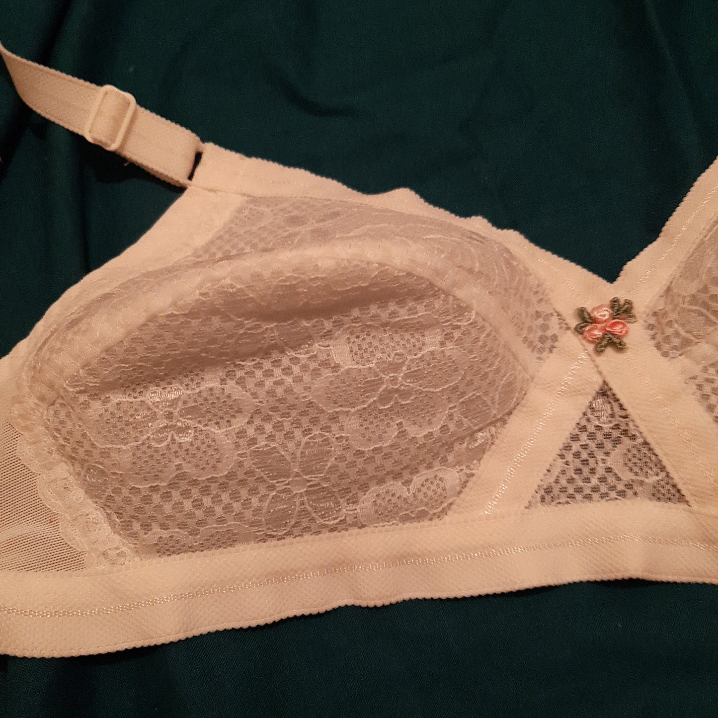 80's white floral bra