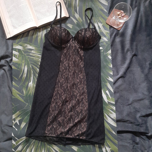 Black and caramel lace negligee