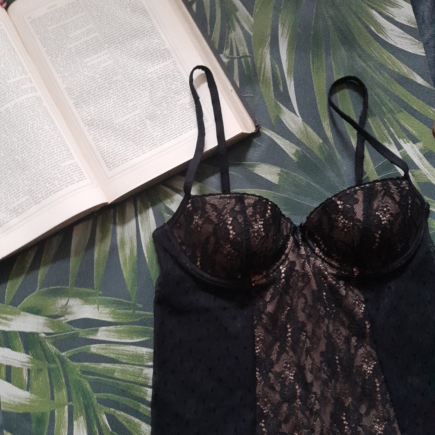 Black and caramel lace negligee
