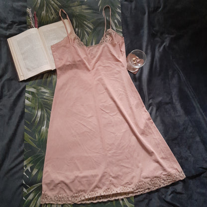Peach and lace slip dress