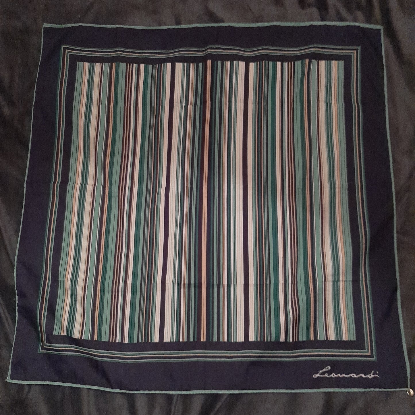 Navy, green and marine striped scarf