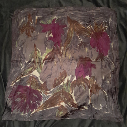 Purple, amber and grey floral scarf