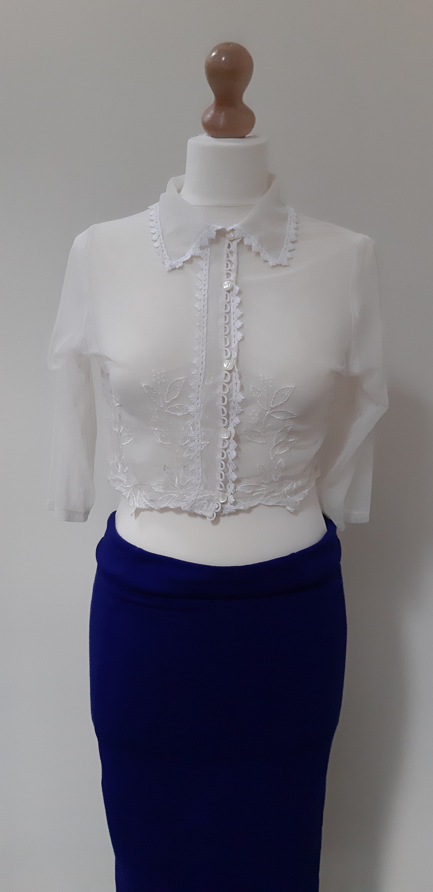 Vanilla Bolero with White Embroidery