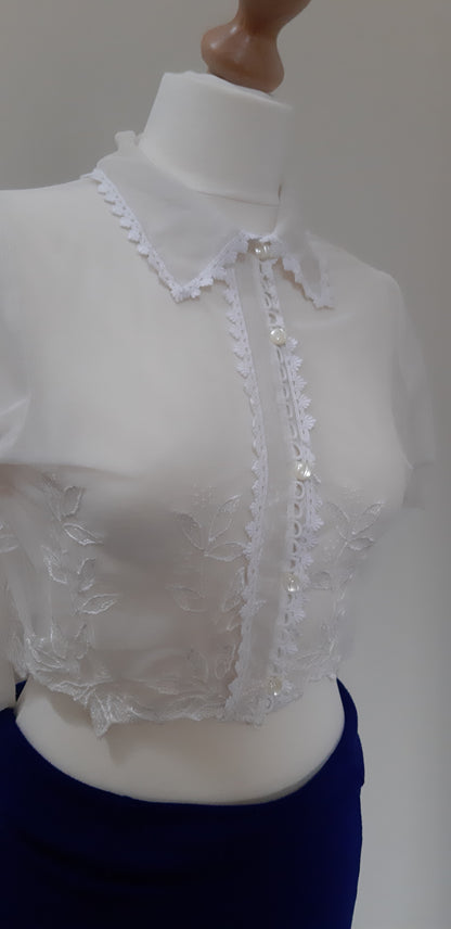 Vanilla Bolero with White Embroidery