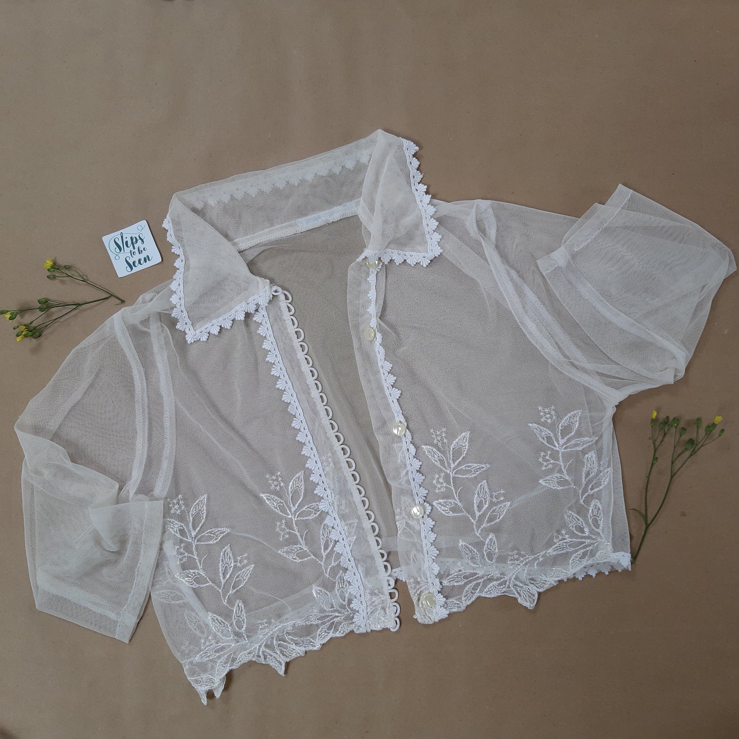 Vanilla Bolero with White Embroidery