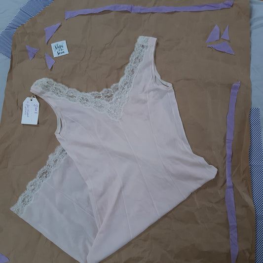 Blush pink slip with cream lace