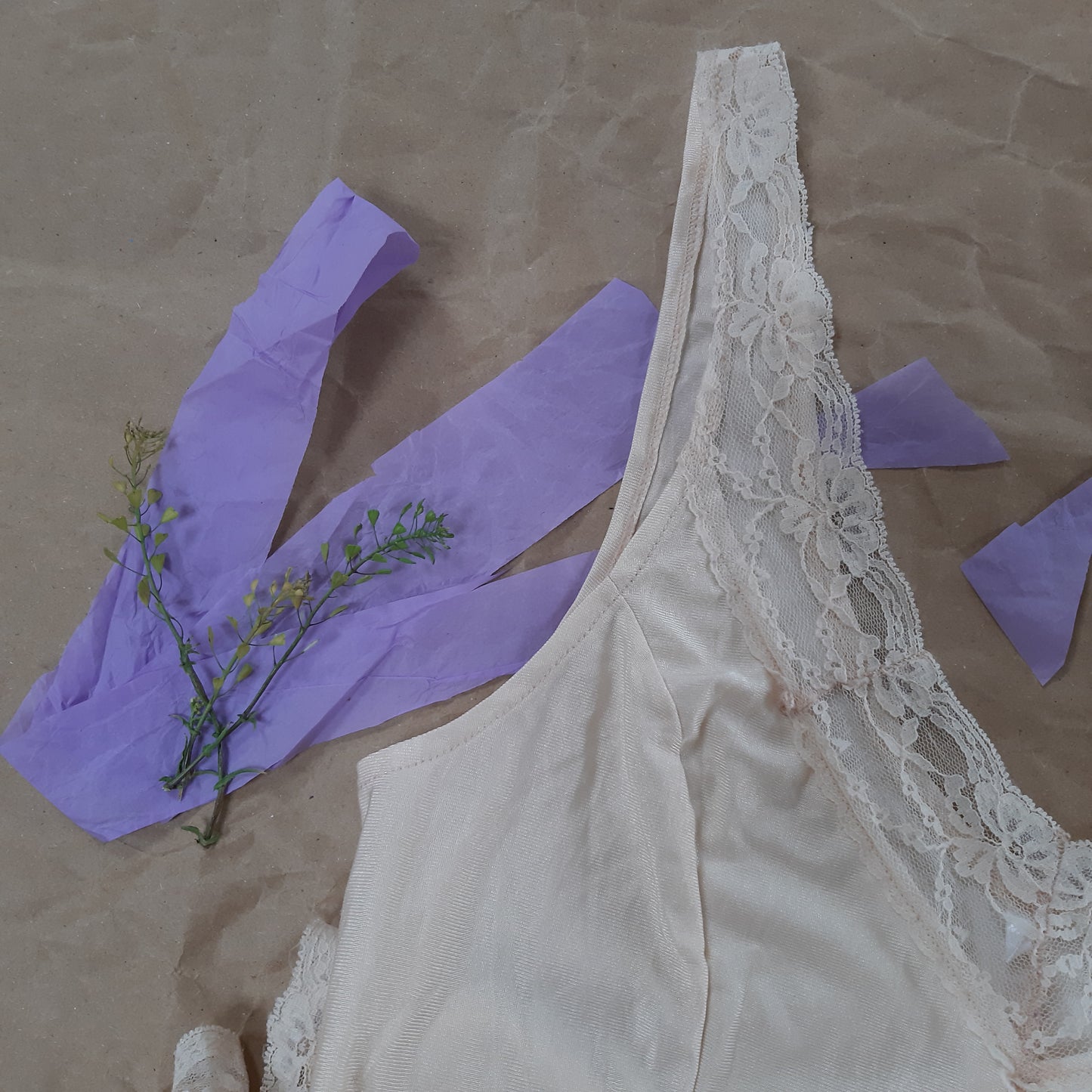Rose slip with floral lace