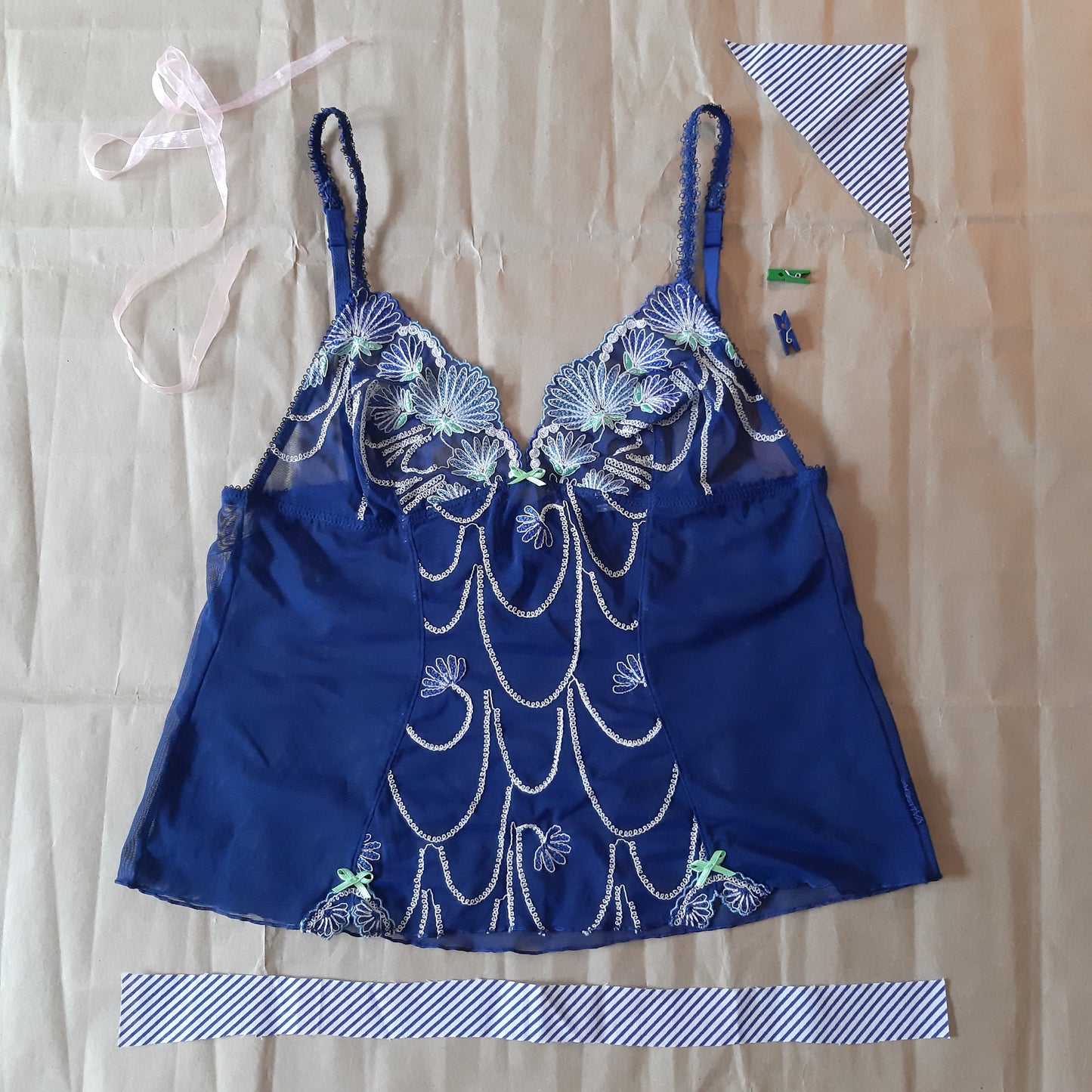 Royal blue camisole with floral detail