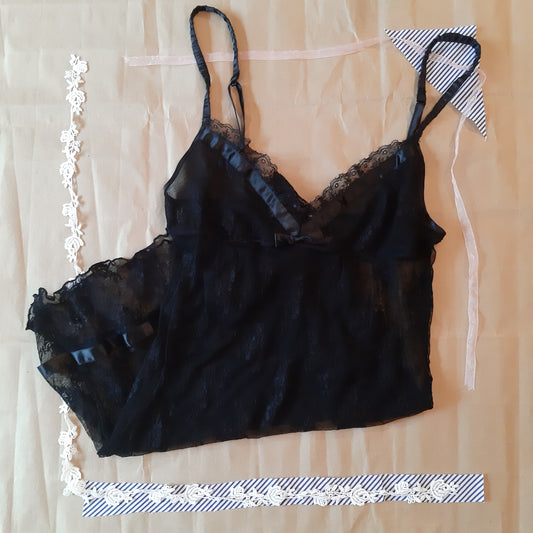 Sheer black slip with floral pattern