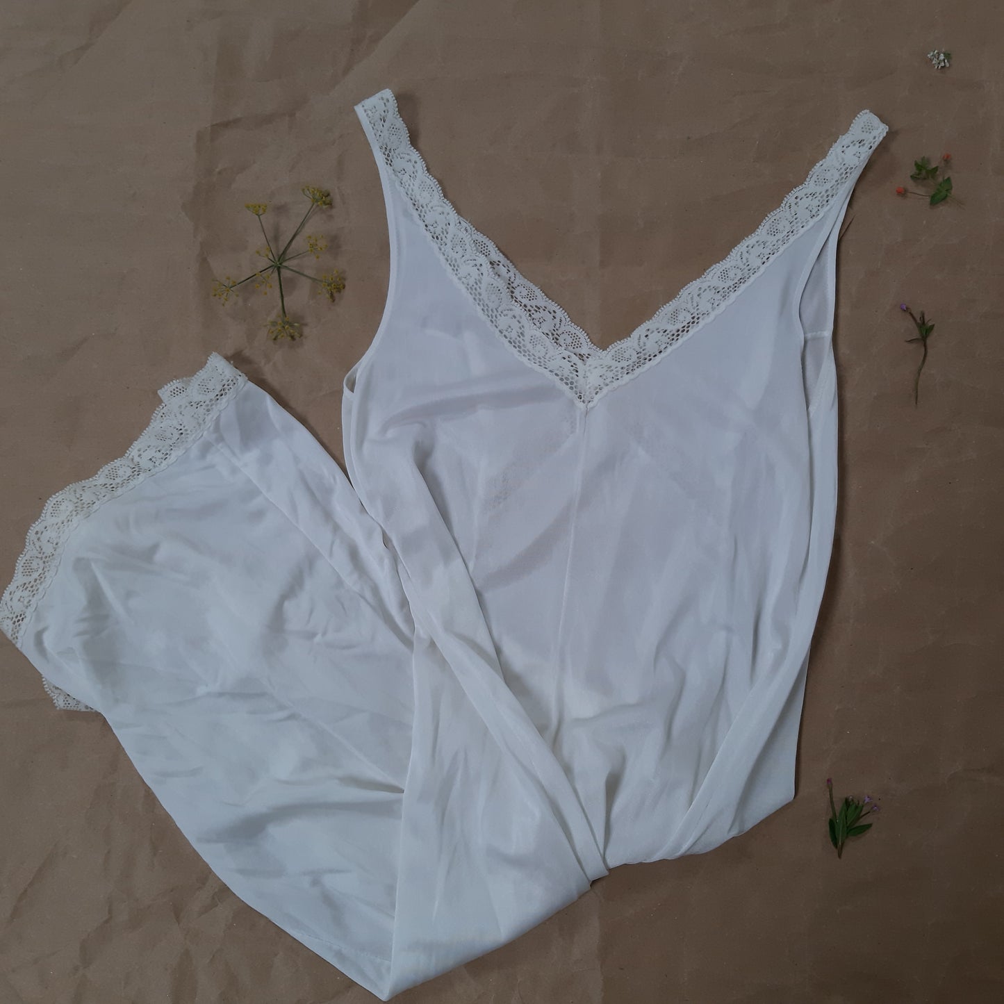 White slip with cross lace pattern