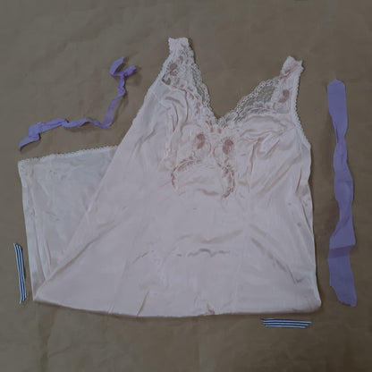 French pink slip with rose trim